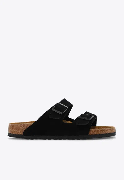 BIRKENSTOCK ARIZONA DOUBLE-BUCKLE SUEDE SLIDES