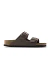 Birkenstock Mocha Arizona Birko Flor Nubuck 151183 Narrow Fit Sandals Unisex In Black