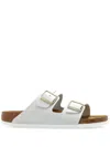 Birkenstock Arizona Birko-flor Triple White Narrow Fitting Sandals In White