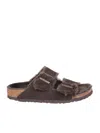Birkenstock Arizona Double Strap Shearling Sandals In Mocca