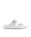 Birkenstock Arizona Exquisite Leather Dual-buckle Slide Sandals In White