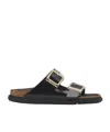Birkenstock Arizona Droplet Buckle High Shine Black Slides In Black