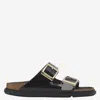 Birkenstock Arizona Droplet Buckle High Shine Black Slides In Black
