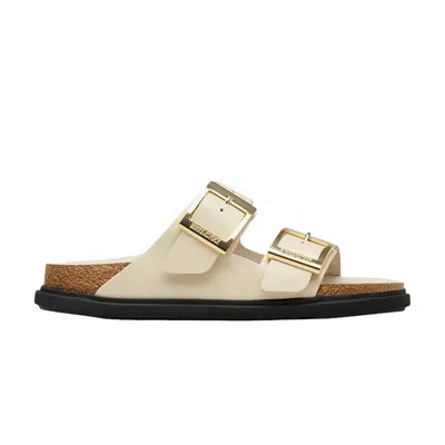 Pre-owned Birkenstock Arizona Droplet Buckle Leather Sandal 'high Shine Ecru' | Cream | Men's Size 42 In White