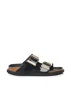 Birkenstock Arizona Droplet Buckle High Shine Black Slides In Black