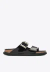 Birkenstock Arizona Droplet Buckled Slides In Black