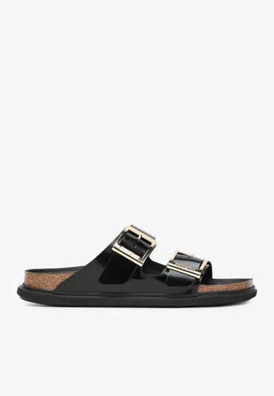 Birkenstock Arizona Droplet Buckled Slides In Black