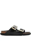 Birkenstock Arizona Droplet Buckle High Shine Black Slides In Black