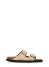 Birkenstock Arizona Db Shine New Beige Sock Slipper. S In Pink