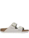Birkenstock Arizona Birko-flor Triple White Narrow Fitting Sandals In White