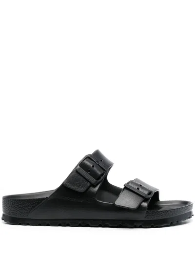 Birkenstock Arizona Big Buckle Eva Black Sandal In Animal Print