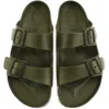 Birkenstock Mens Active Khaki Eva Arizona Double-strap Leather Sandals