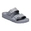 Birkenstock Mens Mineral Grey Arizona Exquisite Double-strap Flat Leather Sandals Eur 44.5 / 10.5 Uk In Gray