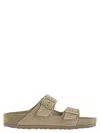 Birkenstock Suede Open Toe Flat Sandals In Neutral