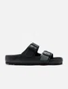 Birkenstock Black Leather Platform Sandals With Two Straps And Metal Buckles In Black