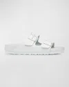 Birkenstock Arizona Exquisite Leather Dual-buckle Slide Sandals In White
