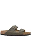 Birkenstock Oiled Leather Arizona Sandals In Faded Khaki