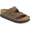 Birkenstock Women's Arizona Flex Nubuck Leather Platform Sandals From Finish Line In Mocha