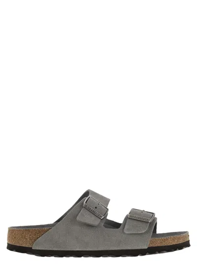 Birkenstock Arizona Double-buckle Slides In Grey