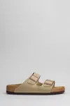 Birkenstock Arizona Flats In Taupe Leather In Brown