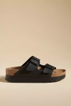 Birkenstock Arizona Birko-flor Black Patent Two Bar Mules In Black