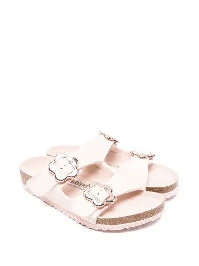 Birkenstock Kids' Arizona Flower Buckle Leather Sandals In Pink