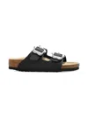 Birkenstock Arizona Flowers Double-buckle Slide Sandals In Black