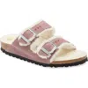 Birkenstock Arizona Genuine Shearling Lined Slide Sandal In Purple