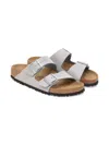 Birkenstock Women's Arizona Birkibuc Sandals (big Kids Sizes Available) In Silver