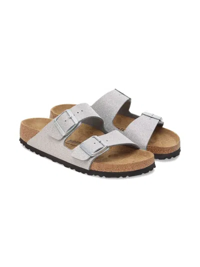 Birkenstock Kids' Arizona Glitter Buckle Sandals In Silver