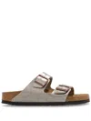 Birkenstock Arizona Double-strap Metallic Slides In Graceful Taupe