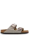 Birkenstock Arizona Double-strap Metallic Slides In Graceful Taupe
