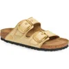 Birkenstock Arizona Hammered Big Buckle Slide Sandal In Sand