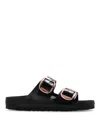 Birkenstock Arizona Big Buckle Slide In Shiny Leather In Black