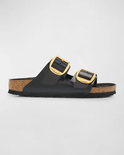 BIRKENSTOCK ARIZONA LEATHER DUAL-BUCKLE SLIDE SANDALS