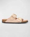 BIRKENSTOCK ARIZONA LEATHER DUAL-BUCKLE SLIDE SANDALS