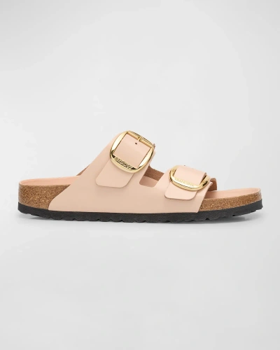 Birkenstock Arizona Leather Dual-buckle Slide Sandals In New Beige