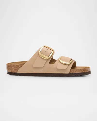 BIRKENSTOCK ARIZONA LEATHER DUAL-BUCKLE SLIDE SANDALS