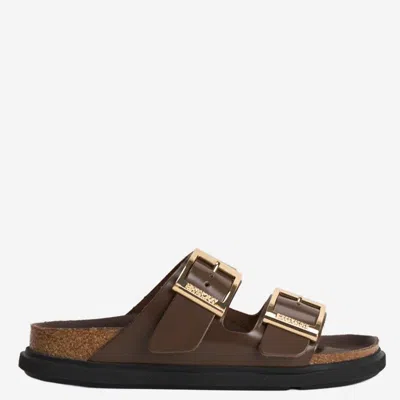 Birkenstock Double Buckle Slide Sandals In Brown
