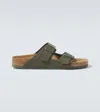 Birkenstock Double Buckle Flat Sole Open Toe Slippers In Green