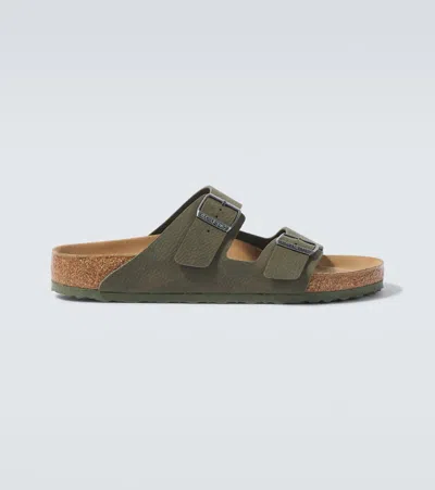 Birkenstock Double Buckle Flat Sole Open Toe Slippers In Green