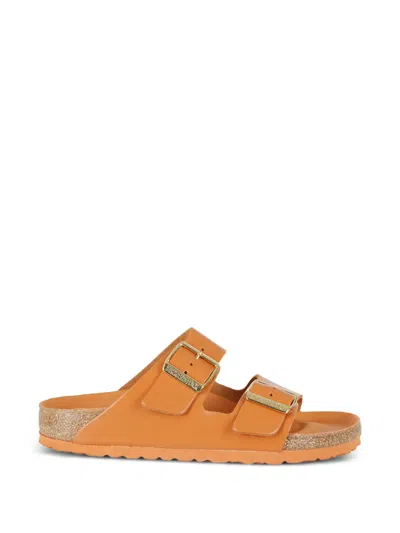 Birkenstock Kurkuma Arizona Natural Leather Slide Sandal In Orange