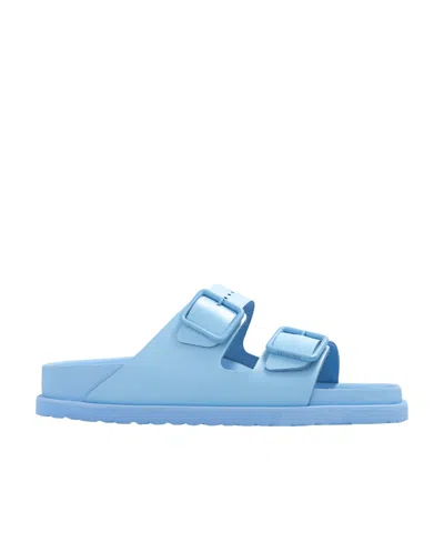 Birkenstock Arizona Leather Slides In Blue