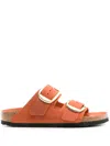 Birkenstock Arizona Leather Slides In Orange
