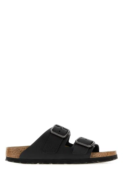 Birkenstock Arizona Leather Slip-on Slippers In Black