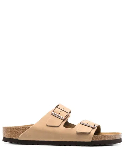 Birkenstock Mens  Arizona Double-strap Leather Sandals In Bianco