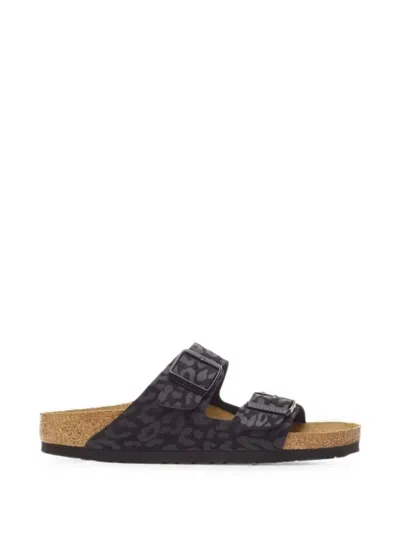 Birkenstock Arizona Leopard-print Slides In Black