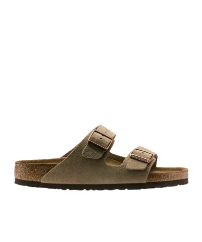 Birkenstock Arizona Slippers With Cork Midsole And Suede Upper In Brown