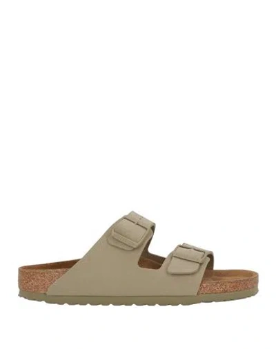 Birkenstock Arizona Man Sandals Khaki Size 9 Textile Fibers In Brown