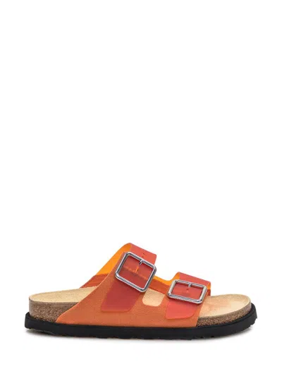 Birkenstock Arizona Milky Suede-trimmed Pvc Sandals In Orange